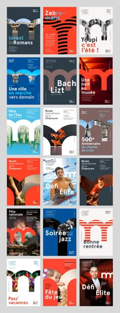 several different types of brochures are shown in this graphic design style, including one with