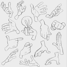 hand gestures drawn in black and white