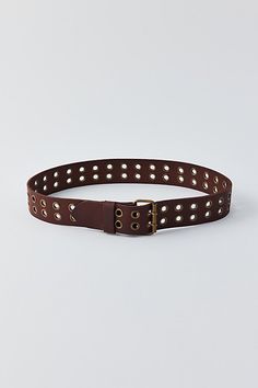 Elevated essential leather belt in a wide silhouette topped with grommet detailing. Features Grommet wide belt Classic wide leather belt Allover grommet detailing Adjustable buckle closure Content + Care Leather, mixed metal Spot clean Imported Size + Fit S=34" M=38" L=42" XL=46" | Grommet Wide Belt in Brown, Women's at Urban Outfitters Grommet Belt, Brown Fits, Wide Leather Belt, Mens Home, Wide Belt, Mixed Metals, Beauty Brand, Leather Belt, Color Coding