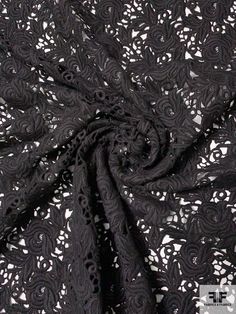 SKU: 10364 Color: Black Width: 47 inches This fabric is a last cut and no longer in production. Once sold out, we are unable to get more. Black Lace Fabric, Floral Lace Fabric, Guipure Lace, Black Laces, Fashion Fabric, Fabric Samples, Black Design, Lace Fabric, Colour Palette