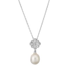 "Sterling Silver 18\" Freshwater Pearl and Flower Drop Necklace Metal: Silver 925 (stamped on lock) Color: Silver 925 14K White gold plated Purity: S925 Italy (stamped for authenticity) Length: 18\"  Closure: Lobster ◈Please feel free to message us with any questions you may have ◈ ◈FREE SHIPPING WITH USPS! Comes in a Premium Gift Box!◈ ◈These Chains are 100% Solid S925 Silver ◈ ◈Shop with confidence knowing that the items you purchase here are always solid Silver 925 Italy .◈" Classic Formal Necklace With Flower Shape, Classic Necklace With Flower Pendant, Classic Necklace With Flower Pendant Charm, Formal Flower Pendant Necklace For Mother's Day, Classic Flower Necklaces For Gifts, Classic Flower Necklaces For Gift, Classic Flower-shaped Necklace For Anniversary, Formal Sterling Silver Necklace With Flower Charm, Formal Flower Necklaces For Mother's Day