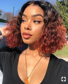 Hair Color Red Ombre, Black Hair Ombre, Red Ombre Hair, Dyed Curly Hair, Red Curly Hair, Dyed Natural Hair, 4c Hair, Red Ombre, Afro Hair