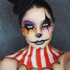 Make Up Diy, Circus Makeup, Makeup Zombie, Halloween Makeup Clown, Fantasy Make-up, Halloween Make-up Looks, Joker Makeup, Carnival Makeup