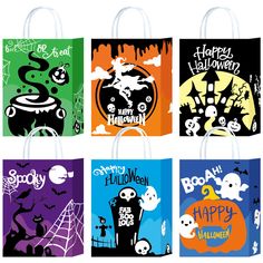 halloween shopping bags with different designs on them