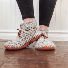 Our Cabot Booties are such a treat for your feet! Handmade from a wool + acrylic blend, our booties have a soft sherpa/faux fur insole that feels so snuggly when you slip them on.  Each pair is made 100% by hand, with real suede soles (2.5-3 oz. weight) and handcut leather laces. Our slippers can also be slipped on and off without tying the laces each time. They are made with a wool-blend, making them breathable but still warm and easy to care for. Our slippers are perfect for staying cozy aroun Best Slippers, Wool Slippers, Matching Baby, Grey Tweed, Slippers Cozy, Women's Slippers, Etsy Fashion, Outfits Casuales, Mommy And Me