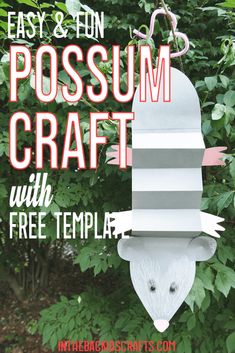 Paper Craft for Kids Possum with FREE Craft Template Possum Craft Preschool, Possum Magic Craft, Skunk Crafts For Toddlers, Raccoon Crafts For Kids, National Park Crafts For Kids, Mammal Craft, Nocturnal Animals Preschool Crafts, Opossum Craft, Possum Craft