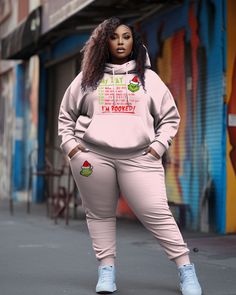 Womens large size L-9XL hip-hop style hoodie and sweatpants two-piece set is a fashionable and comfortable combination, suitable for women to show their unique personality. This kind of clothing usually has the following characteristics:Hoodies: Hip-hop style hoodies usually have a loose design and use bright colors and patterns to attract the eye. The loose fit provides a comfortable fit while inspiring a sense of personal freedom and unrestrictedness.Sweatpants: Sweatpants are a classic piece of hip-hop style. They usually have a loose design, comfortable fabrics, and are equipped with multiple pockets and straps. Large size sweatpants can give women enough space and flexibility to create a casual and handsome style. Fabric selection: Hip-hop style hoodie and sweatpants two-piece sets us Personal Freedom, Plus Size Pink, Handsome Style, Hoodie And Sweatpants, Christmas Hoodie, Hoodie Set, Style Hoodie, Grinch Christmas, Christmas Hoodies