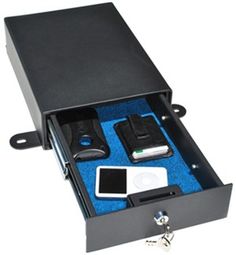 an open briefcase with electronic devices in it