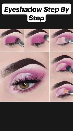 Smokey Eye Makeup Steps, Eyeshadow Step By Step, Pink Eye Makeup, Eye Makeup Pictures