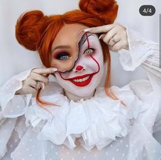 Hallowen Schminke, Creepy Clown Makeup, Halloween Makeup Clown, Halloweenský Makeup, Halloween Make-up Looks, Scary Clown Makeup