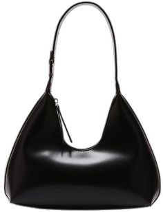 Sleek Shoulder Bag For Shopping, Elegant Black Hobo Bag With Single Strap, Black Leather Shoulder Bag With Single Handle, Black Evening Bag With Single Handle, Elegant Black Bag With Single Handle, Evening Black Hobo Bag With Single Shoulder Strap, Evening Hobo Bag With Single Shoulder Strap In Black, Elegant Black Shoulder Bag With Single Handle, Black Shoulder Purse