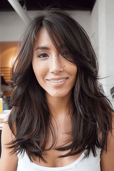 Medium long haircut for thick hair Long Haircut For Thick Hair, Medium Long Haircut, Haircut Layered, Long Ombre Hair, Haircut Curtain, Layered Thick Hair, Haircuts Medium, Medium Length Haircuts, Medium Long Haircuts