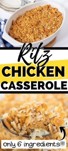 chicken casserole recipe with text overlay that reads rotis chicken casserole only 6 ingredients