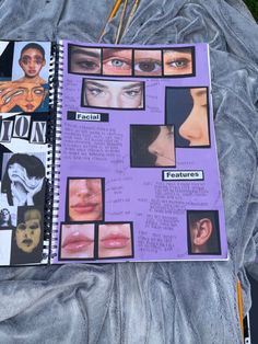 an open notebook with pictures of people on it and the words fashion written in them