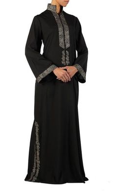 Amara Black crepe abaya with bell shaped sleeves Crepe Abaya, Prints Clothes, Clergy Women, Islamic Clothes, Muslim Dresses, Women Church Suits, Adaptive Clothing, Cotton Outfit, Muslim Outfits