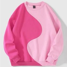 SHEIN | Sweaters | Pink Color Block Sweater | Poshmark Winter Comfy Outfits, Reworked Clothes, Modest Casual Outfits, Shein Sweater, Women Sweatshirts, African Clothing Styles, Sweatshirts Pattern, Fashion Design Clothes, Color Block Sweater