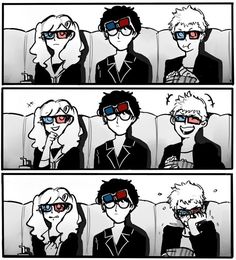 comic strip with two people wearing 3d glasses