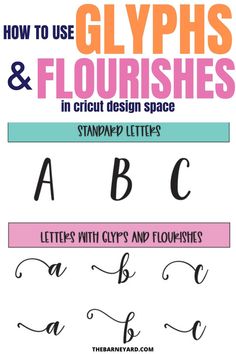 how to use glyphs and flourishes in cricut design space