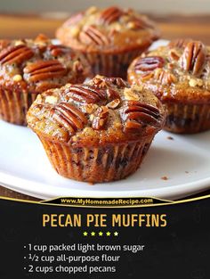 some pecan pie muffins on a white plate