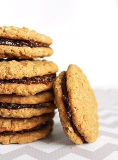 a stack of cookies sitting on top of a table