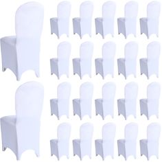 PRICES MAY VARY. Elastic Material: the package of white chair covers are made of 95% polyester and 5% spandex, which is elastic and stretchable; This white polyester spandex chair covers including 60 pieces has two way high stretch, smooth hand feel, durable, not easy to slip out, stronger than ordinary covers Wide Applications: this set of universal stretch chair slipcovers can be applied for various formal or party occasions such as weddings, banquets, celebrations, birthday parties and more; Diy Chair Covers Party, Ivory Chair Covers Wedding, Banquet Chair Covers Wedding, Wedding White Chair Covers, White Seat Covers, Universal Chair Covers Wedding, White Chair Covers, White Spandex, Folding Chair Covers