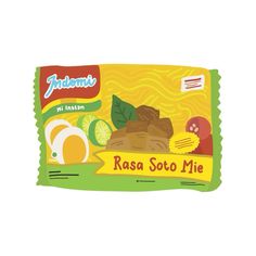 a card with food on it that says rasa soto mie and the words jalapeno