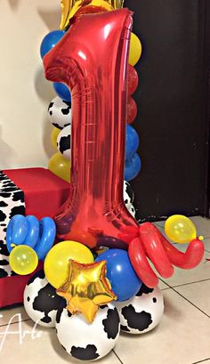 a number one balloon sitting on top of a table