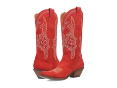 Dingo Hot Sauce Leather Boot - Women's Boots : Red : Spice up your wardrobe with the Dingo Hot Sauce Leather Boots. Standing 13 inches tall, these boots are handcrafted with a suede leather upper adorned with electric stitching for a show stopping design. The leather lining keeps your feet comfortable all day. Elevated with 2-inch block heels, a snip toe silhouette, and cushion comfort insole, these leather boots create a timeless western silhouette. Style up your looks and outfits wearing these Western Silhouette, Red Spice, Black Camel, Leather Boots Women, Running Jacket, Leather Boot, Hot Sauce, Spice Up, Product Reviews