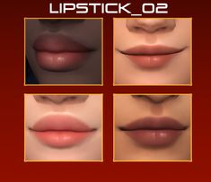 lip stick 02 is shown in four different pictures, including the top one showing lips and bottom