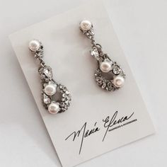 Authentic Maria Elena Bridal Earrings. Silver With Clear Crystals And Off-White Pearls. Beautiful Drop Style. Wore Once On My Wedding Day. Retail For $385. Also Selling Sophia Crown, Perfect Match! Build A Bundle To Save! Bridal Earrings Silver, Maria Elena, My Wedding Day, Clear Crystals, My Wedding, Earrings Silver, Bridal Earrings, Clear Crystal, Pearl White