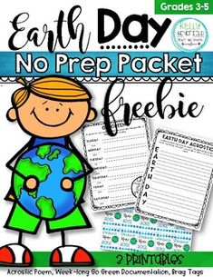 an earth day no prep packet for students to practice their writing and doing homeworks