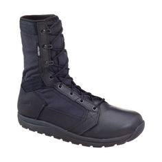 A successful blend of athletic comfort and trustworthy durability, Danner� Tachyon GORE-TEX� Tactical Duty Boots for Men combine waterproof protection with performance that's ready for orders. Stripping away all unneccessary features for extreme light weight, this polishable toe boot offers rugged durability from a pair of boots that weighs just 35 oz. Lightweight uppers combine full-grain leather and rugged 500-denier nylon panels for extremely lightweight protection and fast dry times. Proven Black Abrasion-resistant Waterproof Boots For Sports, Functional Wear-resistant Hiking Boots For Sports, Black Gore-tex Boots With Abrasion-resistant, Functional Wear-resistant Hiking Boots, Black Gore-tex Boots Abrasion-resistant, Wear-resistant Waterproof Boots For Outdoor Activities, Techwear Waterproof Wear-resistant Boots For Outdoor Activities, Functional Black Abrasion-resistant Boots, Combat Boots With Impact Resistant Gore-tex