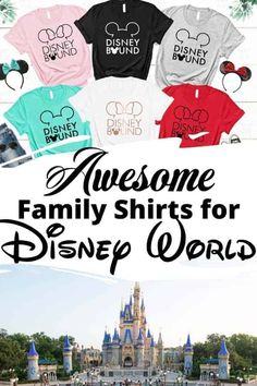 disney world with the words, awesome family shirts for disney world