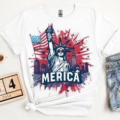 Independence Day T-shirt With Sublimation Print, Independence Day Custom Print Short Sleeve Tops, Custom Print Short Sleeve Tops For Independence Day, Independence Day Short Sleeve Tops With Custom Print, Short Sleeve Tops With Custom Print For Independence Day, 4th Of July Crew Neck Top With Custom Print, 4th Of July Custom Print Crew Neck Top, Independence Day Graphic Print Crew Neck T-shirt, Independence Day Sublimation Print T-shirt