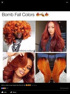 Fall Hair Colors Orange, Hair Colors Orange, Burnt Orange Hair Color, Burnt Orange Hair, Orange Hair Color, Hair Color Orange, Types Of Hair, Hair Color Auburn, Pelo Afro