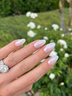 35 Beautiful White Wedding Nails For Your Big Day Glazed Donut Nails, Donut Nails, Glazed Donut, Pearl Nails, Blue Nail, Bride Nails, Bridal Nails, Prom Nails, Classy Nails