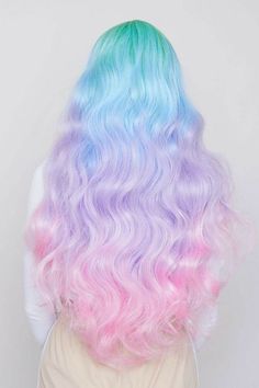 Rainbow Hair Wig, Pastel Rainbow Wig, Pastel Galaxy Hair, Exotic Hair Color, Mermaid Wig, Pastel Rainbow Hair, Rainbow Wig