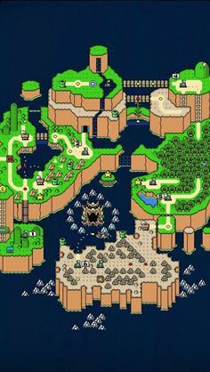 an old computer game map with lots of green trees and buildings on the top of it