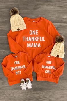 Mom & Kid - "One Thankful Mama, Girl, Boy" Top | Sparkle In Pink Thankful Mama, Sparkle In Pink, Matching Mom, Weather Wear, Mommy And Me Outfits, Joker And Harley Quinn, Mom Kid, Red And Black Plaid