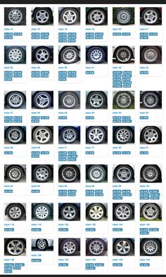 the different types of wheels are shown in this image, and there is also an info sheet