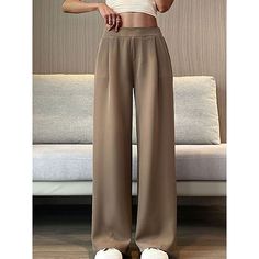 Season:Fall,Summer; Fabric:Polyester; Gender:Women's; Style:Fashion,Streetwear,Elegant; Elasticity:Micro-elastic; Occasion:Street,Going out,Work,Business; Function:Breathability,Comfortable,Soft,Comfort; Waistline:High Waist; Pattern:Plain,Maillard; Design:Pocket,Baggy,High Cut; Pants Type:Dress Pants,Pants Trousers,Wide Leg,Baggy Pants; Front page:FF; Listing Date:07/24/2023; Production mode:External procurement; Hips:; Length:; Pants Length:Full Length High Waist Khaki Wide Leg Pants, High Waist Khaki Bottoms Solid Color, High Waist Khaki Bottoms With Solid Color, Khaki High Waist Bottoms With Solid Color, Summer Wide Leg Full Length Pants, Summer Long Wide Leg Pants, Full-length Bottoms In Solid Color For Summer, High Waist Baggy Bottoms In Solid Color, High Waist Baggy Solid Color Bottoms