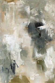 an abstract painting with white and grey colors