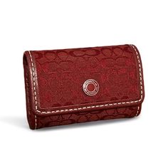 Red Sateen Monogram Fabric With Leather Trim. Mirror Inside Snap Closure Brand New! Red Rectangular Coach Wallet, Coach Red Rectangular Wallet, Elegant Red Coach Wallet, Contact Case, Coach Clutch, Coach Sunglasses, Sunglasses Logo, Brown Wallet, Coach Poppy