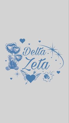 the back side of a t - shirt that says delta leta with teddy bears and hearts