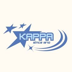 the logo for kappa since is blue and white with stars on each side