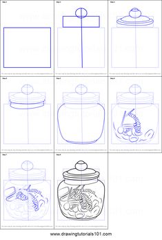 how to draw a jar with pictures on it