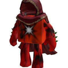 a red and black costume with spikes on it's head is shown in front of a white background