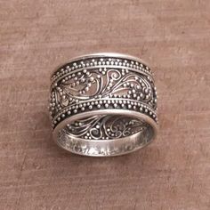 Sterling Silver Openwork Band Ring from Bali - Merajan Majesty | NOVICA Scorpion Ring, Rings Ideas, Bijoux Fil Aluminium, Traditional Diamond, Sterling Silver Rings Bands, Silver Jewels, Ring Antique, Spinner Ring, Silver Jewelry Handmade