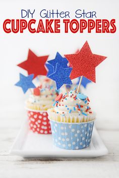 cupcakes with red, white and blue stars on them