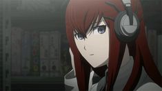 an anime character with headphones on